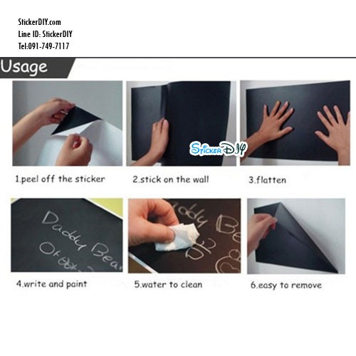 Chalkboard sticker สติ๊กเกอร์กระดานดำติดผนัง ชอล์คเขียนลบได้ (หน้ากว้าง90cm.) เมตรละ180บาท