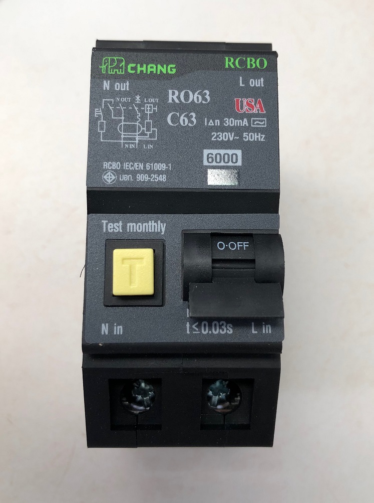 เมนเบรกเกอร์ 2P กันไฟดูด (RCBO) 32-63A "ช้าง"