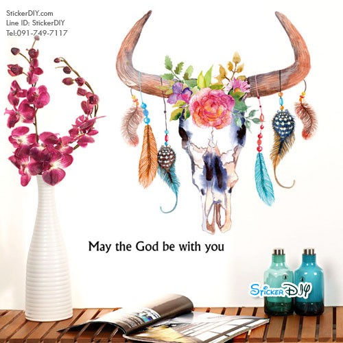 Transparent wall sticker สติ๊กเกอร์ติดผนัง Dreamcatcher สไตล์E (กว้าง100cm.xสูง105cm.)