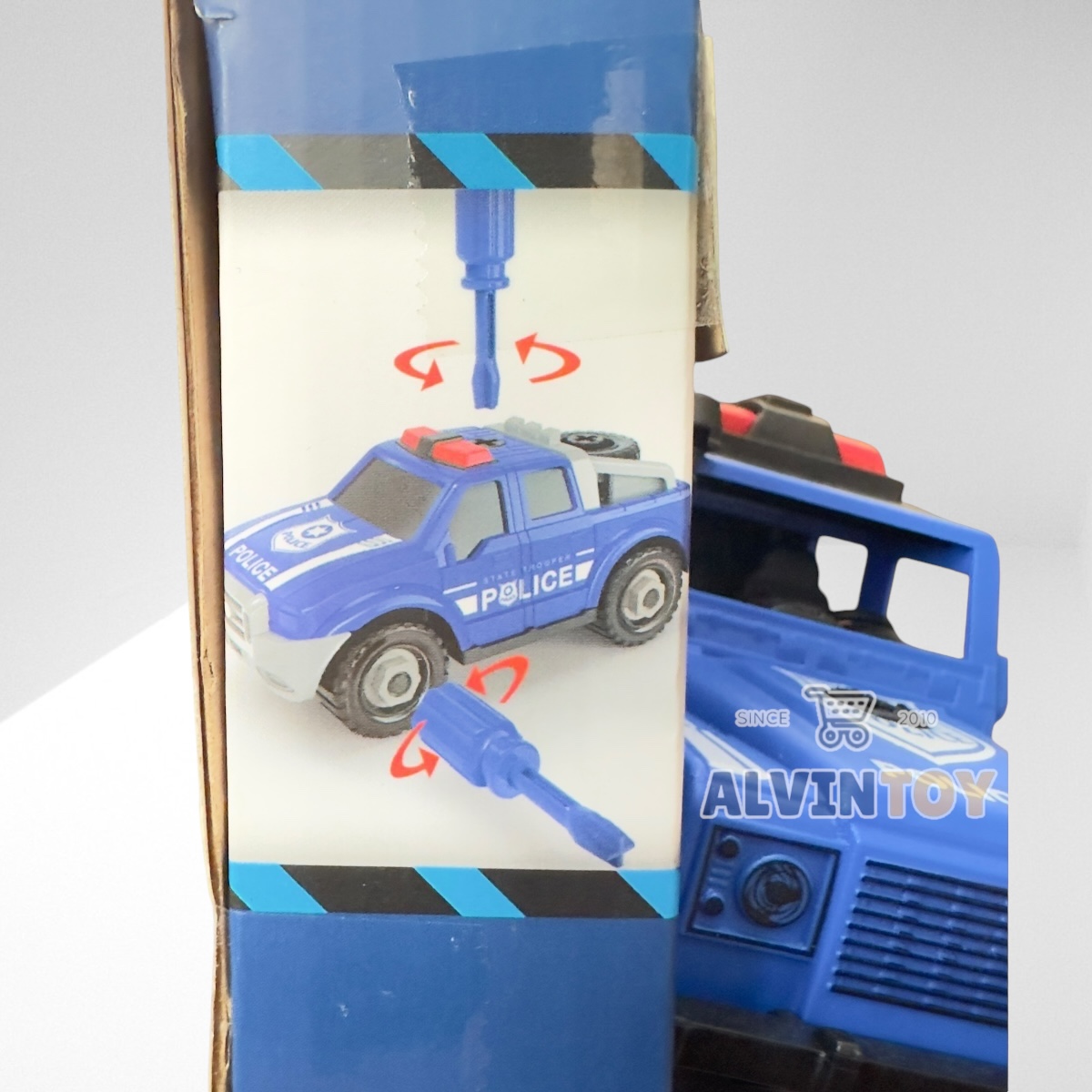 ของเล่น รถตำรวจ รถบรรทุกสัตว์ คันใหญ่ พร้อมกล่อง ผลิตจากพลาสติกคุณภาพดี สินค้าได้รับมาตรฐาน มอก