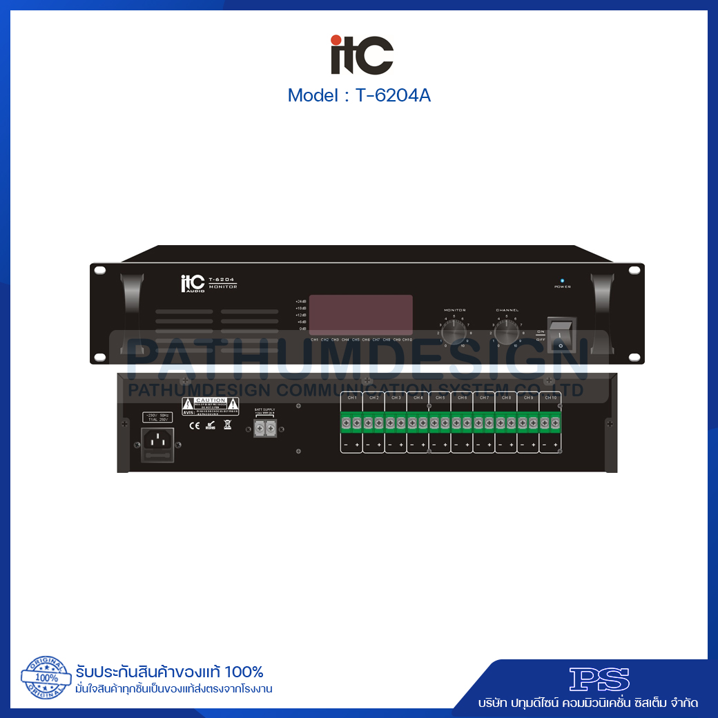 T-6204A 10‐Channel Monitor Panel W/LED