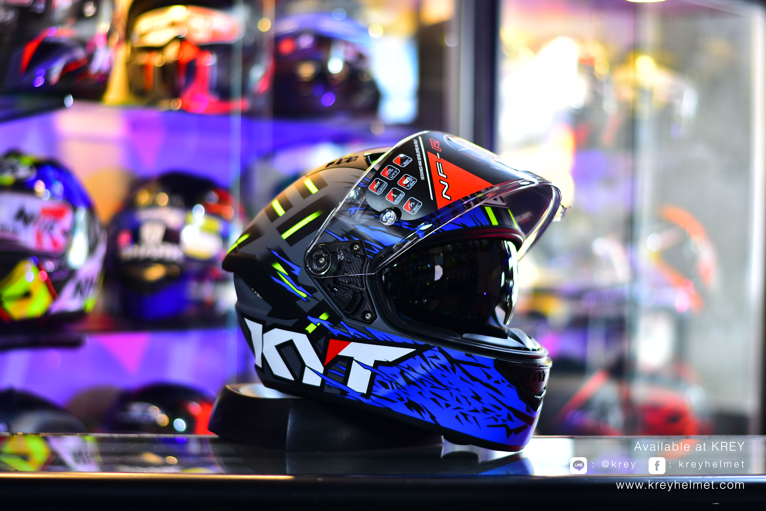 KYT model NFR Flaming Matt Grey/Blue