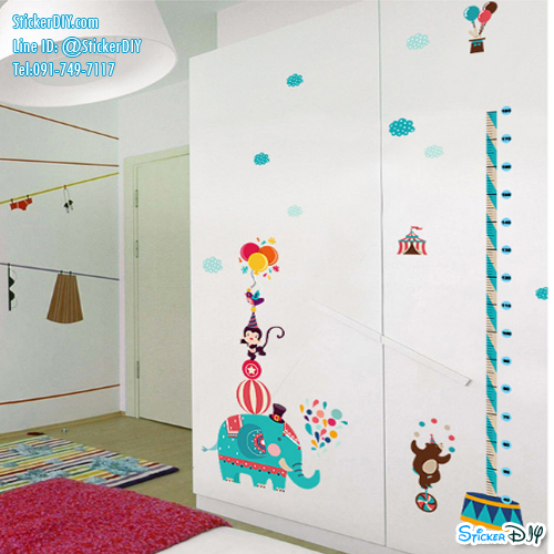 Transparent Wall Sticker สติ๊กเกอร์ติดผนัง วัดส่วนสูง Elephant SK9188 (กว้าง110cm.xสูง150cm)
