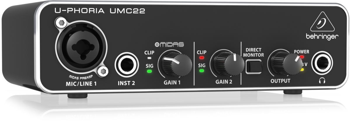 BEHRINGER U-PHORIA UMC22 *ของแท้รับประกัน 1ปี* 2×2 USB Audio Interface, ปรีไมค์ MIDAS, รองรับ Mac OS X/ Windows