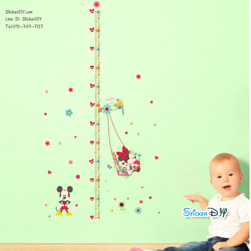 Wall Sticker สติ๊กเกอร์ติดผนัง วัดส่วนสูง MICKEY สไตล์A (กว้าง65cm.xสูง118cm.)