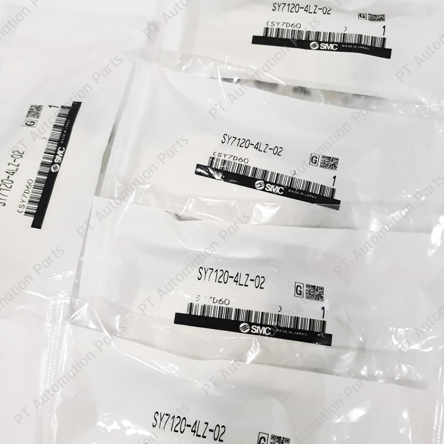 โซลินอยด์วาล์ว ลม พร้อมปลั๊ก SMC SY7120-5LZ-02 SY7120-4LZ-02 Solenoid Valve 5/2 24VDC 220VAC Single Coil 5-Port 2-position, Port Size 1/4" เกลียว 2หุน, 0.15 - 0.7MPa, SY7000 Series ใช้ควมคุมกระบอกลม นิวเมติกส์