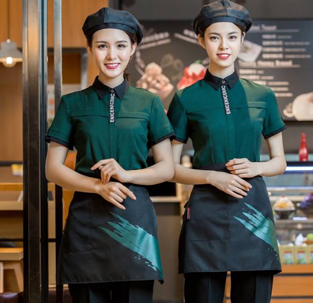 ชุดพนักงานเสริฟร้านอาหาร ร้านกาแฟ ชุดพนักงานต้อนรับโรงแรม