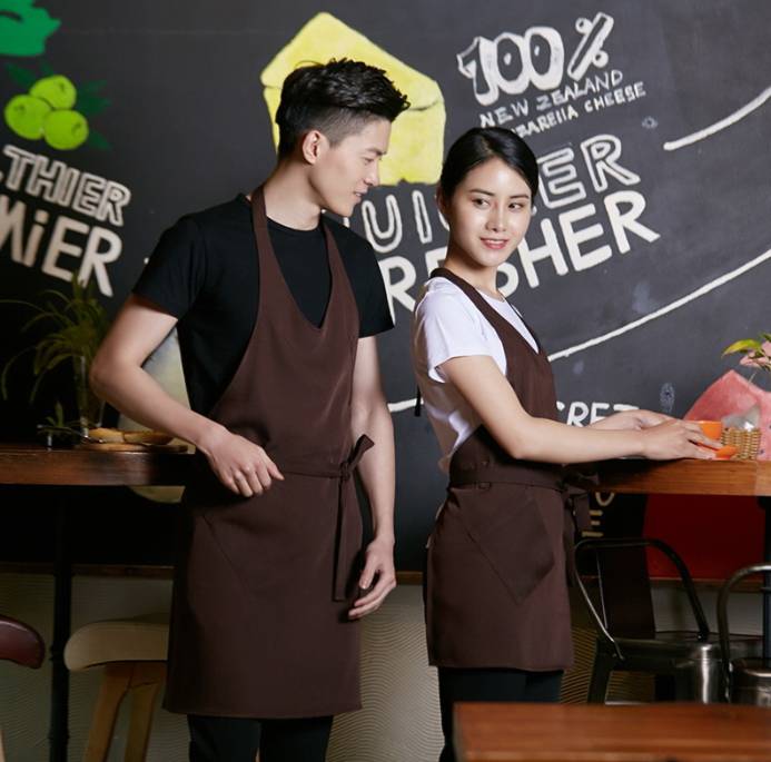 ผ้ากันเปื้อนพนักงานร้านกาแฟ ร้านอาหาร ซุปเบอร์มาร์เก็ต