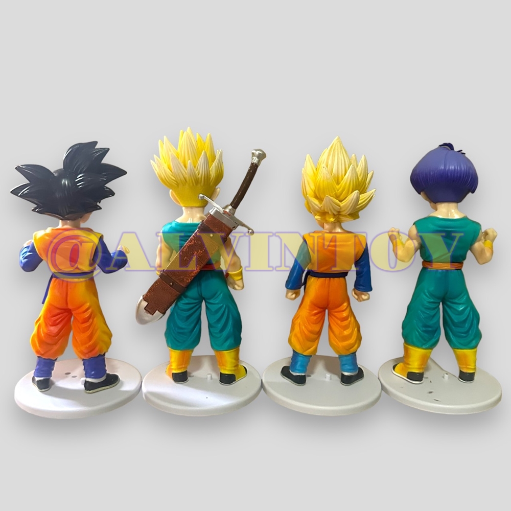 Action Figure DragonBall Z ชุด 4 ตัว ซง โกฮัง ทรังค์ ซุปเปอร์ไซย่า พร้อมฐานวาง ขนาดความสูง 20 ซม.