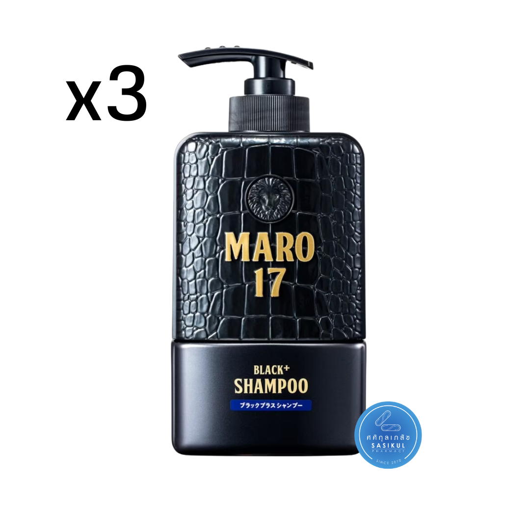 ( ซื้อ 3ราคาพิเศษ) Maro Seventeen Black Plus Shampoo 350ML แชมพูผมดกดำ
