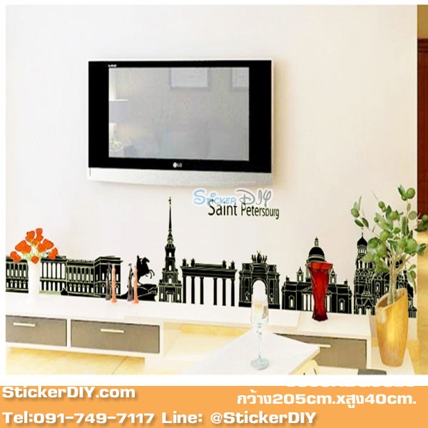 Transparent Luminescent Wall Sticker สติ๊กเกอร์ติดผนังเรืองแสง Saint Petersburg (กว้าง205cm.xสูง40cm.)