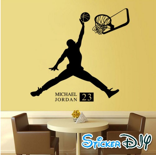 Vinyl wall sticker สติ๊กเกอร์ติดผนัง MICHAEL JORDAN 23 (กว้าง65cm.xสูง61cm.)