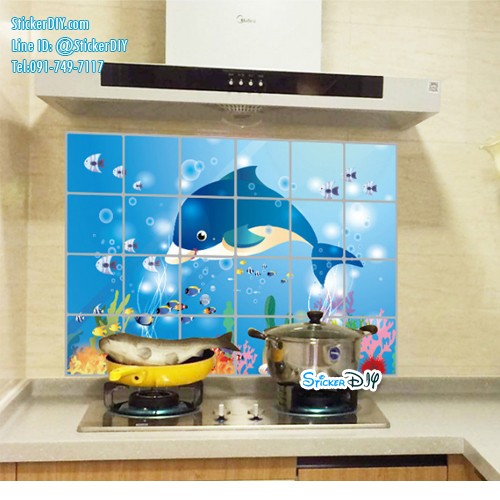 Aluminium Foil Sticker สติ๊กเกอร์อลูมิเนียม 3D Underwater world AY4014 (กว้าง90cm.xสูง60cm.)