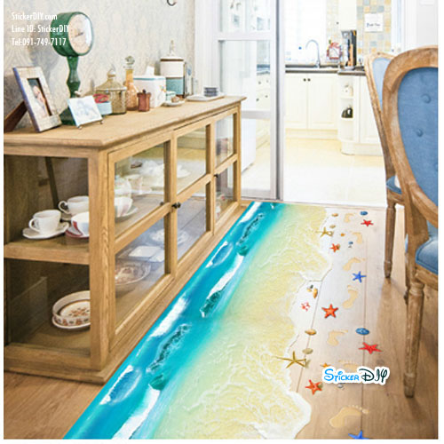 Wall sticker สติ๊กเกอร์ติดผนังสามมิติ 3D BEACH สไตล์ C (กว้าง88cm.xสูง82cm)