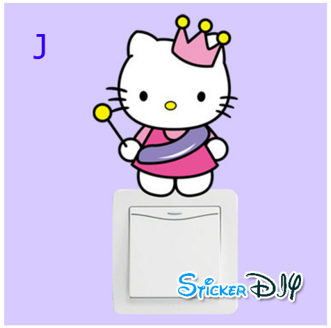 Wall sticker สติ๊กเกอร์ติดสวิตช์ไฟ KITTY typeJ (กว้าง10cmxสูง12.5cm.)