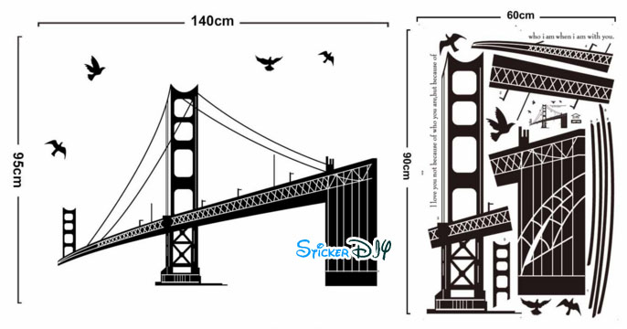 Transparent wall sticker สติ๊กเกอร์ติดผนัง Golden Gate Bridge (กว้าง140cm.xสูง95cm.)
