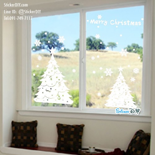 Transparent Wall Sticker PVC สูญญากาศ Merry Christmas AMJ019 (กว้าง96cm.xสูง67cm.)