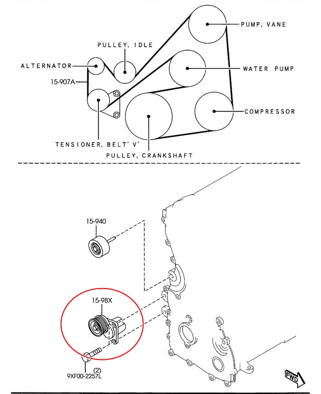 ลูกลอกสายพานหน้าเครื่อง ESCAPE 2.3L (รูปจริง) / LFG115980C