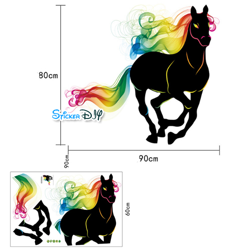 Transparent wall sticker สติ๊กเกอร์ติดผนัง Horse "Friesian" (กว้าง90cm.xสูง80cm.)