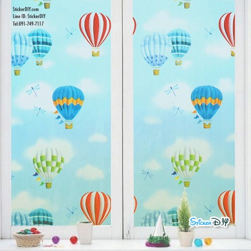 (กว้าง90cmxยาว69cm.) สติ๊กเกอร์ฝ้าติดกระจก แบบมีกาวในตัว Balloon