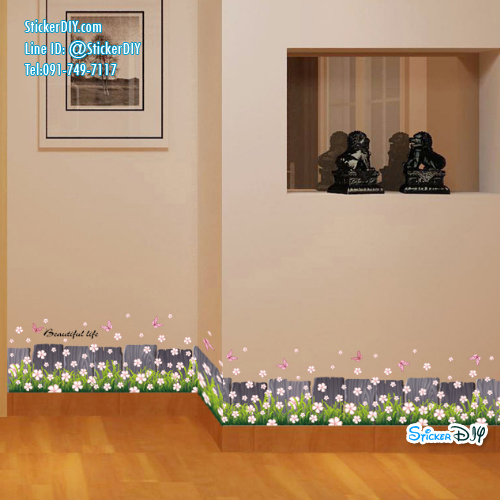 Transparent wall sticker สติ๊กเกอร์ติดผนังแต่งขอบ Beautiful life (กว้าง165cm.xสูง25cm.)