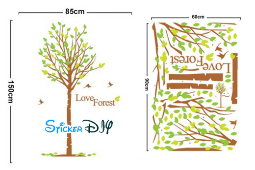 Transparent wall sticker สติ๊กเกอร์ติดผนัง ต้นไม้ Love Forest (กว้าง85cm.xสูง150cm.)