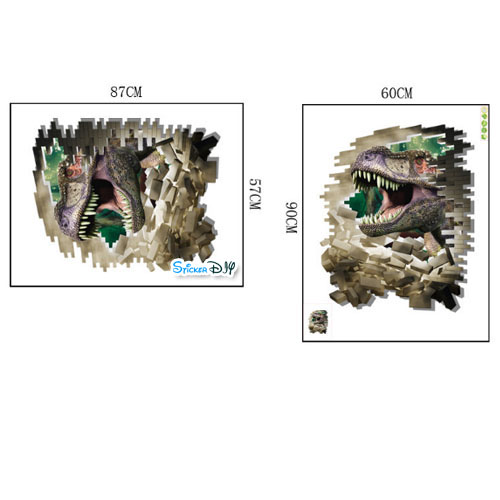 Wall sticker สติ๊กเกอร์ติดผนัง 3D Jurassic Park IV (กว้าง87cm.xสูง57cm.)