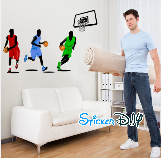Transparent wall sticker สติ๊กเกอร์ติดผนัง Basketball Team (กว้าง160cm.xสูง100cm.)