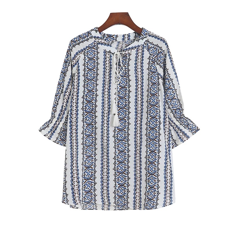 P67711 เสื้อแฟชั่น ผ้าฝ้ายเนื้อนิ่ม พริ้ว ปลายแขนระบายยางยืดเล็กน้อย