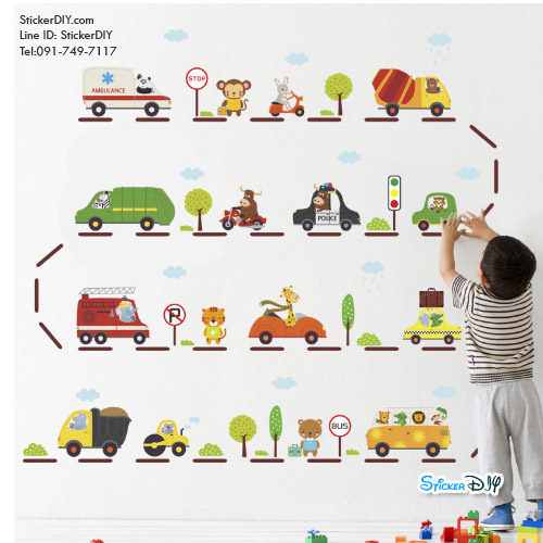 Transparent wall sticker สติ๊กเกอร์ติดผนัง เส้นทางสัญจร (กว้าง125cm.xสูง115cm.)