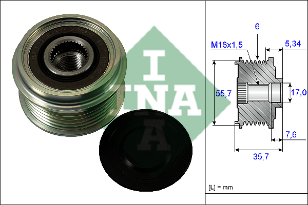 มู่เล่ย์ไดชาร์จ CAPTIVA ปี07-10 เครื่องดีเซล / Alternator Freewheel Clutch, 93743440, F-225643.XX
