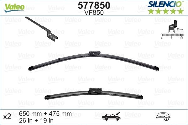 BMW ใบปัดน้ำฝน คู่หน้า BMW 5 G30 ความยาว 26+19 นิ้ว / VALEO 61612358552 61612358553 61612408632
