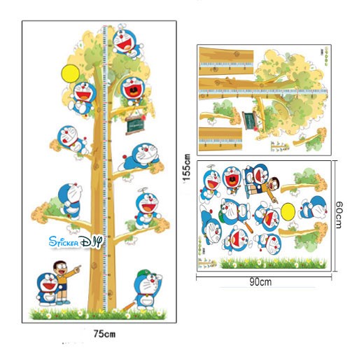 BigSize Transparent Wall Sticker สติ๊กเกอร์ติดผนัง ที่วัดส่วนสูง Doraemon Tree (กว้าง150cm.xสูง180cm)