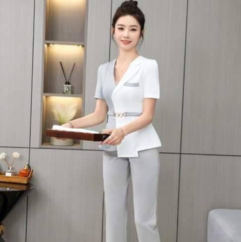 ชุดพนักนวดสปา ชุดพนักงานต้อนรับ ร้านเสริมสวย ทำเล็บ สีกรม สีดำ สีเทา