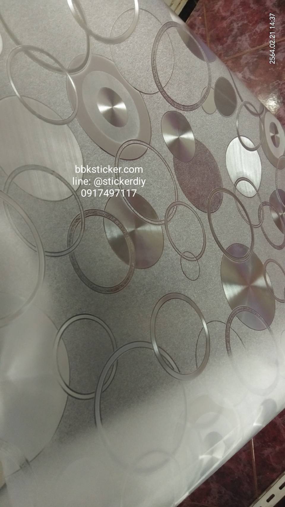 ฟิล์ม PVC สูญญากาศติดกระจก "Geometric Circles" GS048 (หน้ากว้าง90cm.) เมตรละ 159 บาท