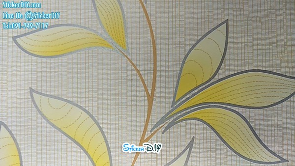 (กว้าง45cm.xยาว10m.)Wallpaper sticker วอลเปเปอร์แบบกาวในตัว ไม้เลื้อยสีเหลือง