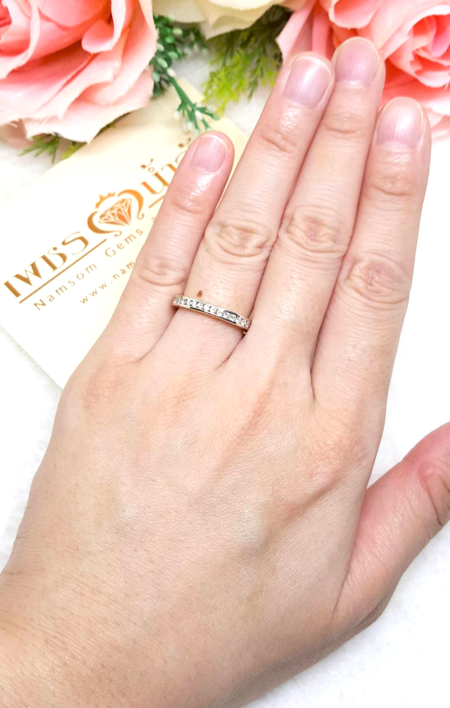 แหวนเพชรแท้ เพชรน้ำงามรอบตัวแหวน Infinity Love รักไม่มีสิ้นสุด เพชรแท้ 30 - 0.60ct