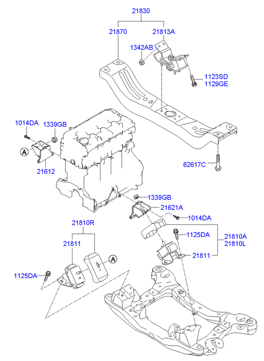 ชุดเปลี่ยนยางแท่นเครื่อง+แท่นเกียร์ HYUNDAI H1, Grand Starex เกียร์ออโต้ (ชุด = 3ชิ้น)
