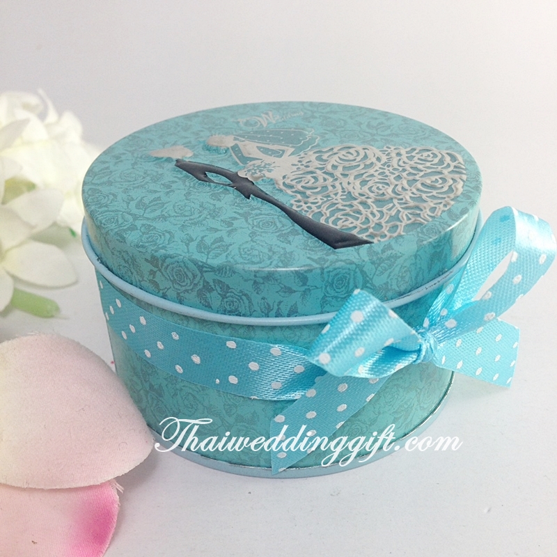 กล่องกระดาษกลมใส่ของ คละสี ผูกโบว์พร้อมป้ายช่ื่อ