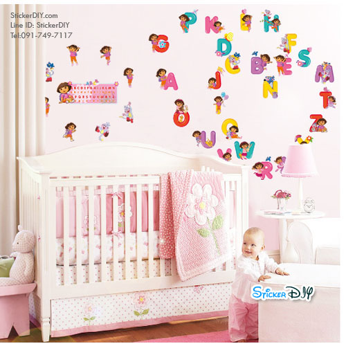 Transparent Wall Sticker สติ๊กเกอร์ติดผนัง DORA Aphabet (กว้างfree.xสูงfree.)