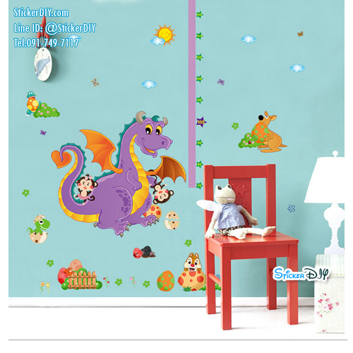 Transparent Wall Sticker สติ๊กเกอร์ติดผนัง ที่วัดส่วนสูง Dinosaur SK9101 (กว้าง112cm.xสูง127cm)