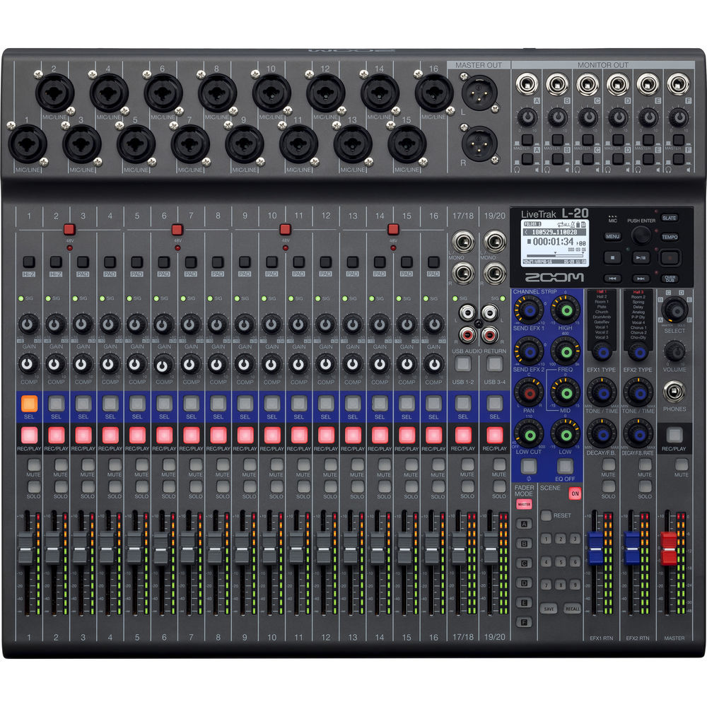 Zoom LiveTrak L-20 *ของแท้รับประกัน 1ปี* เครื่องบันทึกเสียง/ดิจิตอลมิกเซอร์ 20-Input Digital Mixer & Multitrack Recorder