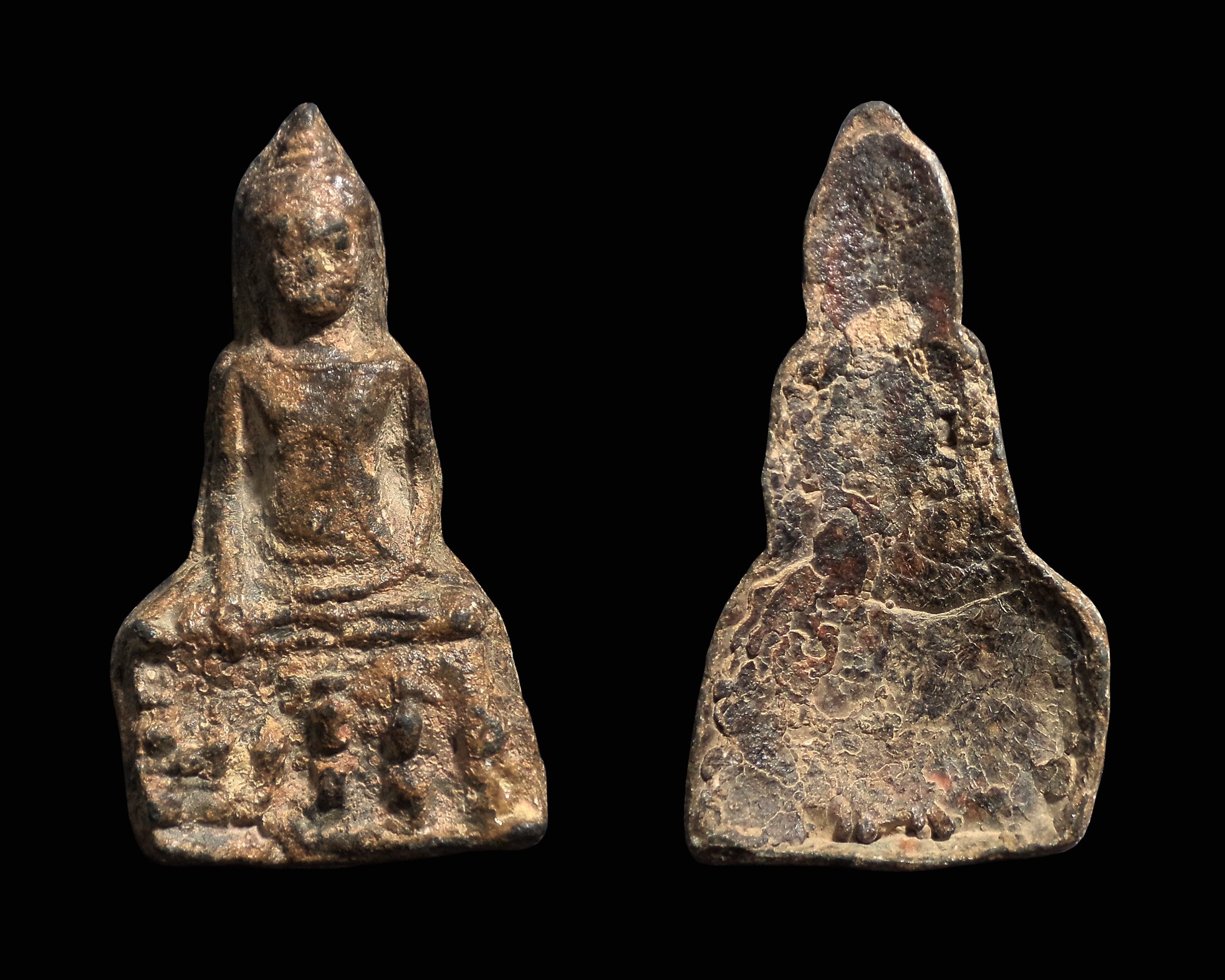 พระอู่ทองท้องช้าง พิมพฐานสูง สนิมแดง