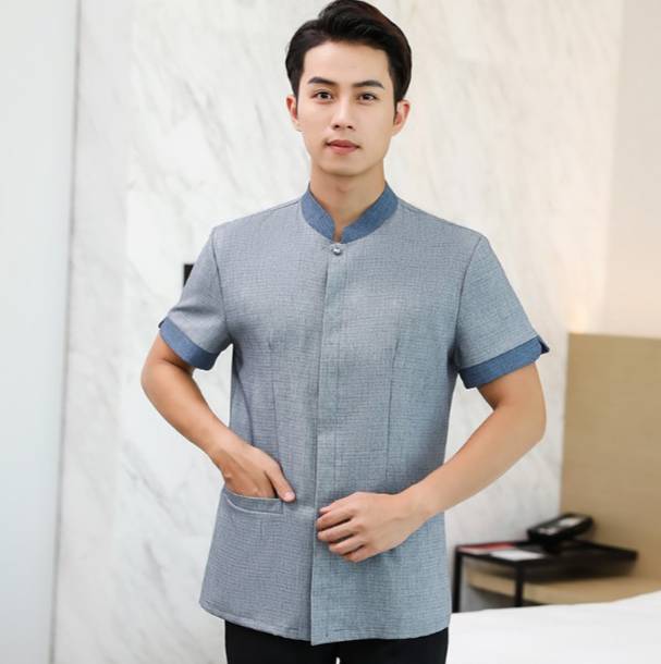 ชุดแม่บ้าน ชุดพนักงานทำความสะอาด ชุดแม่บ้านโรงแรม ชุดแม่บ้านโรงพยาบาล สีครีม สีเทา สีฟ้า