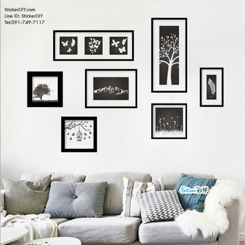 Transparent wall sticker สติ๊กเกอร์ติดผนังกรอบรูป แนวศิลปะ สีดำ (กว้าง150m.xสูง65cm.)