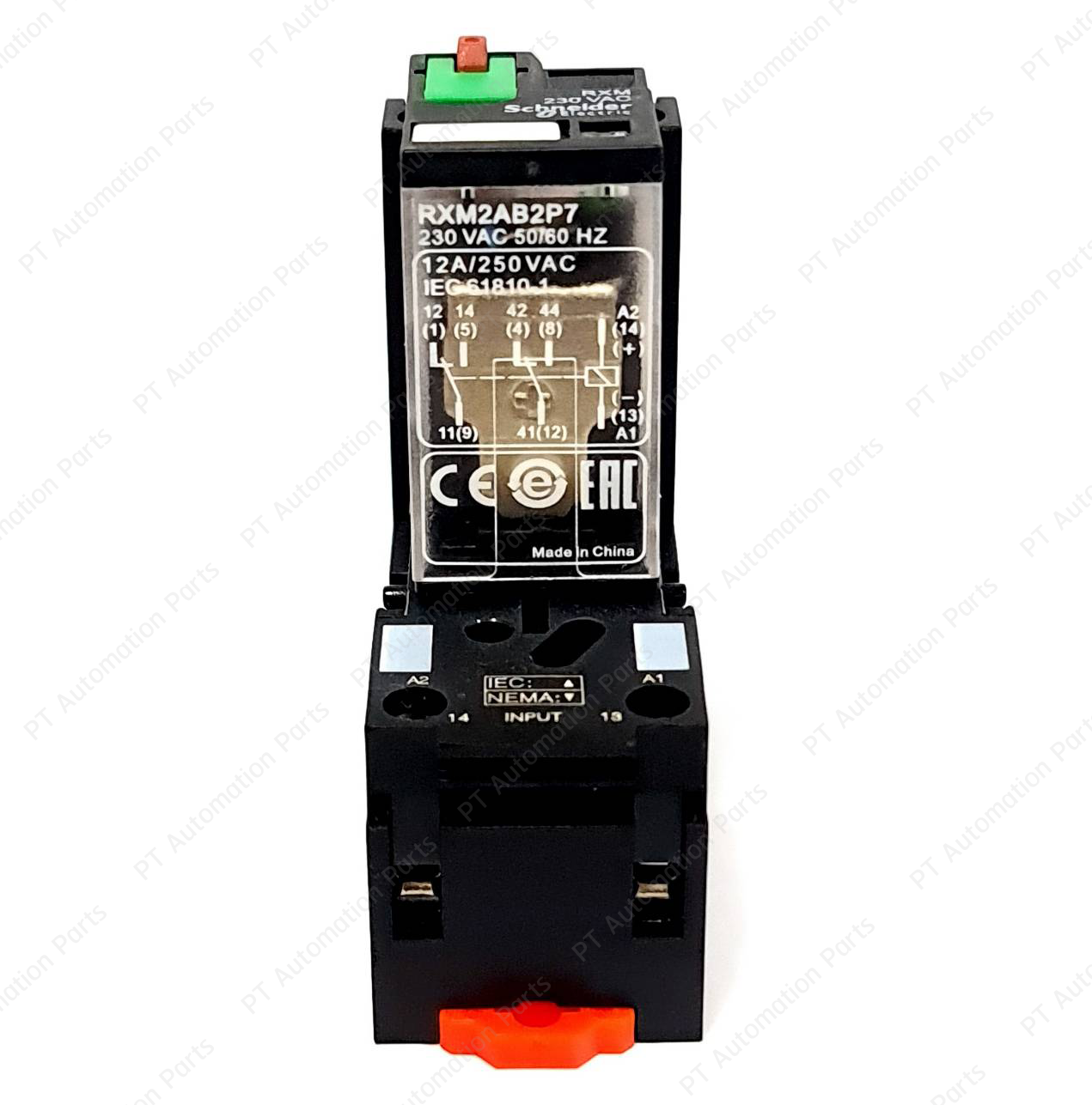 รีเลย์พร้อมซ็อกเก็ต ชไนเดอร์ Schneider Electric RXM2AB2P7 RXZE2S108M 230VAC 12A 2คอนแทค 8ขา มีไฟแสดงสถานะ LED Relay with Socket