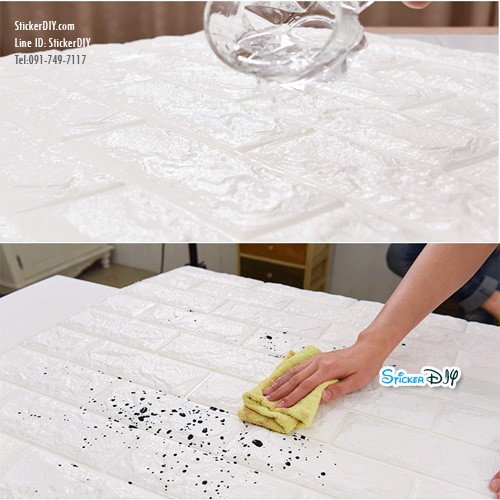 วอลเปเปอร์โฟม 3D วอลเปเปอร์ติดผนัง แบบโฟมลายอิฐนูน WF001A สีขาว (ขนาด70x77CM)