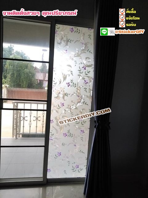 ฟิล์ม PVC สูญญากาศติดกระจก กันร้อน/กันรังสียูวี "Vintage Flowers" GS1031(หน้ากว้าง90cm.) เหลือเมตรละ 159 บาท