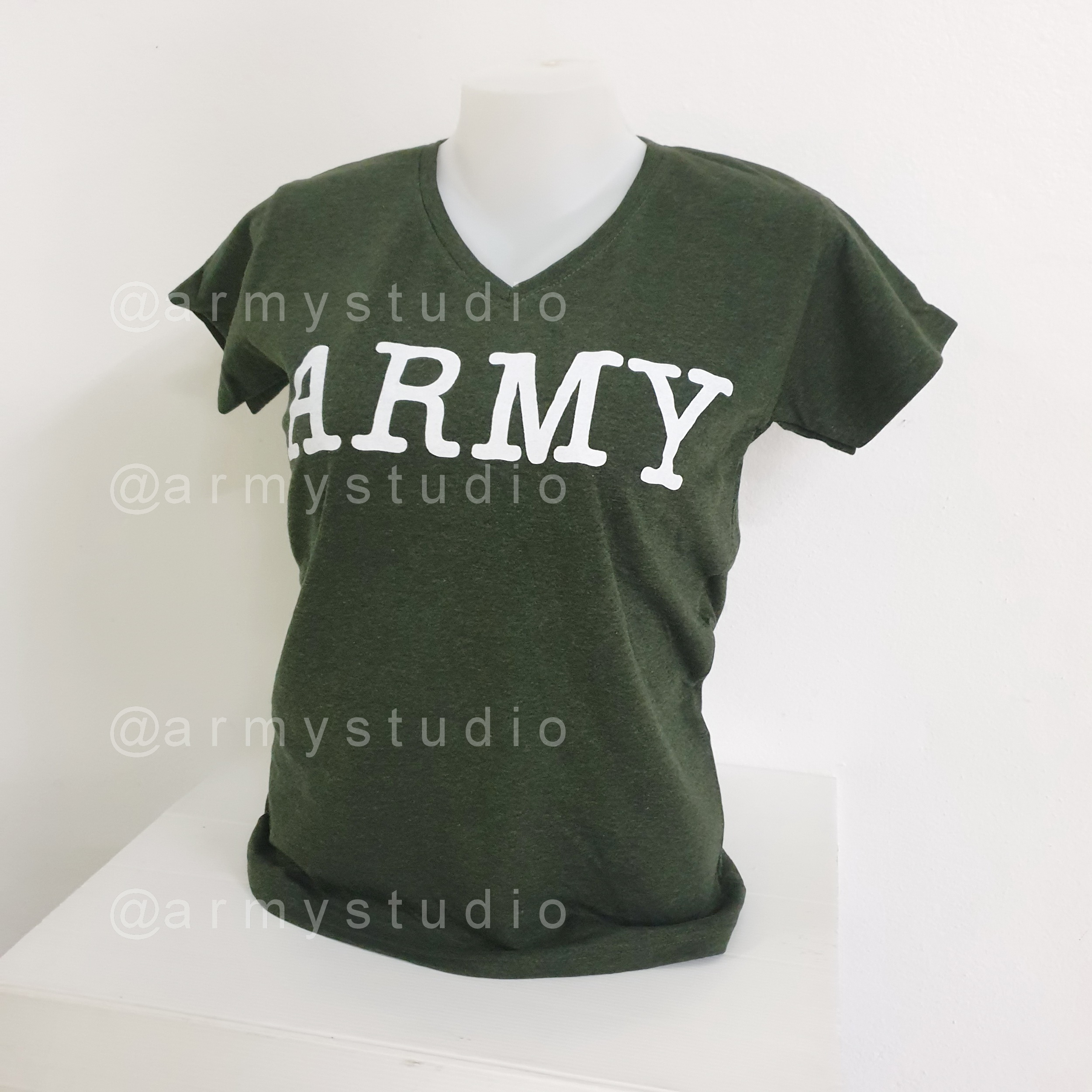 เสื้อยืดทหารผู้หญิงสกรีนลาย ทรงเข้ารูปฟรีไซร์