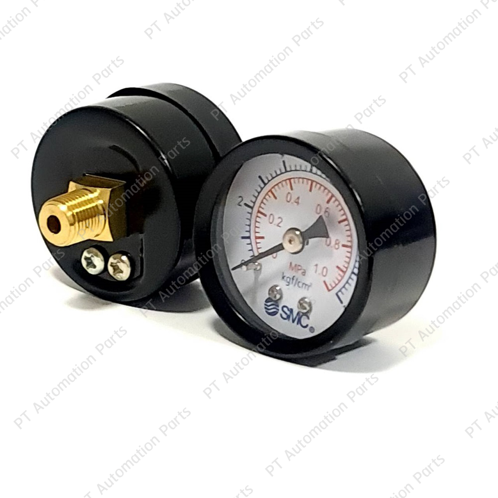 Pressure Gauge SMC Y-40Z เกจวัดแรงดันลม แบบเข็ม Range 0-1MPa (0-10kgf/cm2) Port size R1/8 เกลียวหลังทองเหลือง ตัวผู้ 1หุน ขนาดตัวเรือน Diameter 40mm วัสดุทำจากโลหะ